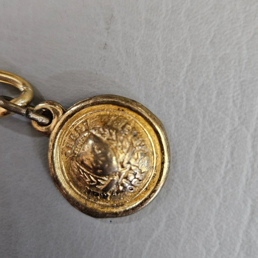 Vintage Gold Tone Triple Strand Chain Belt Crest Medallion 42
